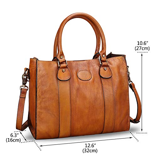 Genuine Leather Satchel Purses Handbags for Women Top Handle Shoulder Bags Lady Crossbody Tote Bags (Brown)