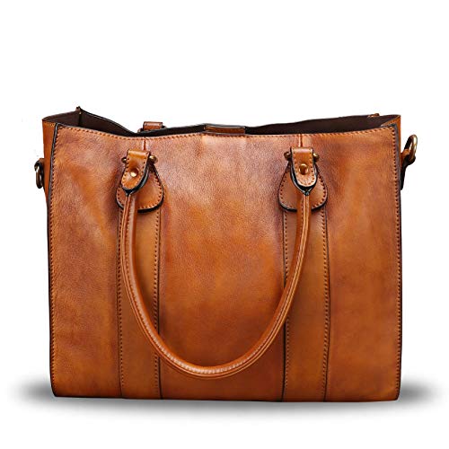 Genuine Leather Satchel Purses Handbags for Women Top Handle Shoulder Bags Lady Crossbody Tote Bags (Brown)