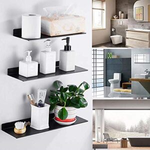 Wall Mounted Wall Shelves Bathroom Shelf Bookcases Black Display Shelf Storage Rack Floating Shelves Kitchen Wall Shelf 19.7inch Black Aluminum Toilet Accessories Free of Punch or Punch 1 Pack Metal