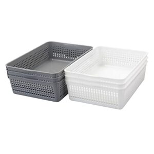 DynkoNA 6-Pack Plastic Shallow Basket trays, Paper Storage Trays