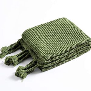 RUDONG M Knitted Throw Blanket with Fringe, Forest Green Knit Throw Blanket for Couch Bed Sofa 50" x 60"