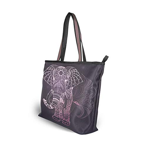 QMXO African Ethnic Elephant Handbags and Purse for Women Tote Bag Large Capacity Top Handle Shopper Shoulder Bag