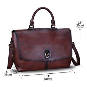 Genuine Leather Satchel Purses Handbags for Women Large Capacity Shoulder Bags Lady Work Top Handle Crossbody Bags (Coffee)