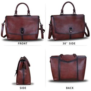 Genuine Leather Satchel Purses Handbags for Women Large Capacity Shoulder Bags Lady Work Top Handle Crossbody Bags (Coffee)