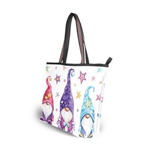 Watercolor Magic Gnomes Stars Handbags and Purse for Women Tote Bag Large Capacity Top Handle Shopper Shoulder Bag