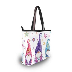 Watercolor Magic Gnomes Stars Handbags and Purse for Women Tote Bag Large Capacity Top Handle Shopper Shoulder Bag