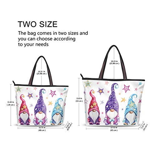 Watercolor Magic Gnomes Stars Handbags and Purse for Women Tote Bag Large Capacity Top Handle Shopper Shoulder Bag