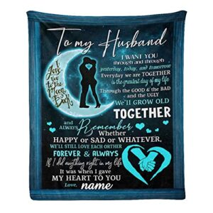 cuxweot custom blanket with name text personalized to my husband soft fleece throw blanket for gifts (50 x 60 inches)