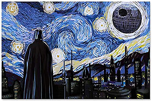 SIGNSHM Starry Night With Star War Style Retro Metal Tin Sign Plaque Poster Wall Decor Art Shabby Chic Gift Suitable for indoor/outdoor 12x8 Inch