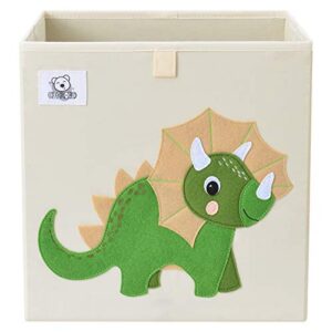 clcrobd foldable animal cube storage bins fabric toy box/chest/organizer for toddler/kids nursery, playroom, 13 inch (triceratops)