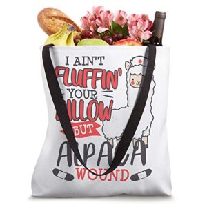 Wound Care Nurse Alpaca Funny Llama Pun Saying Gift Tote Bag