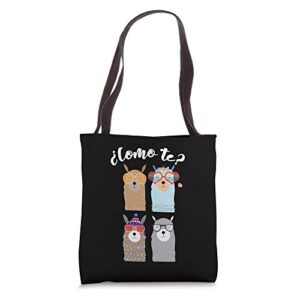 como te llamas? funny student spanish teacher tote bag