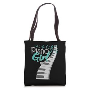 piano player lover kids pianist girls piano music tote bag
