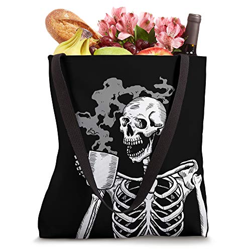 Black Like my soul skeleton drinking coffee or death Tote Bag