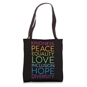 peace love inclusion equality diversity human rights tote bag