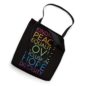 Peace Love Inclusion Equality Diversity Human Rights Tote Bag