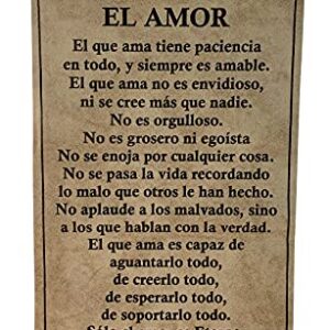 1a Corintios 13 El Amor El Que Ama Tiene Paciencia Pergamino Poster Bendicion Ready to Hang 14 x 8.5 in. Rustic Wall Art Gift Regalo Biblia