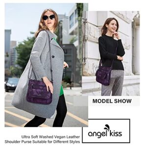 Angelkiss Small Womens Crossbody Bag Leather Shoulder Purse for Women Hobo Bag with Adjustable Shoulder Strap