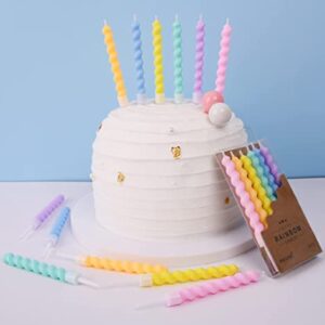 PHD CAKE 36-Count Rainbow Spiral Birthday Candles with Holders, Party Candles, Cake Candles