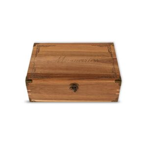 lignotie memory keepsake box – large wooden box with hinged lid – rustic decorative wood storage box with chamois leather lining