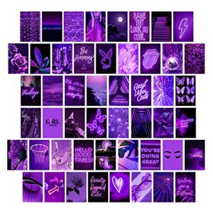 woonkit purple wall collage kit aesthetic pictures, wall decor for bedroom aesthetic, photo wall collage, room decor for teen girls, purple wall decor, collage kit, trendy teen, 50pcs 4×6 inch