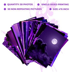 WOONKIT Purple Wall Collage Kit Aesthetic Pictures, Wall Decor for Bedroom Aesthetic, Photo Wall Collage, Room Decor for Teen Girls, Purple Wall Decor, Collage Kit, Trendy Teen, 50PCS 4x6 INCH