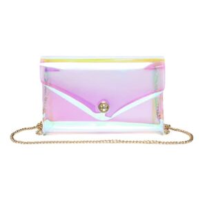 Vorspack Transparent Jelly Purse for Women Shiny Clear Purse Crossbody Bag Shoulder Bag Handbag Fashion Clutch Purse Evening Bag Cute for Prom Party Club Dating - Holographic