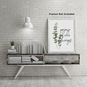 Fit Design Green Leaves Plant Wall Art Decor Canvas Painting Set of 4,Inspirational Motivational Quote Wall Posters for Home Office,Botanical Wall Art Prints Wall Decor (Unframed,8x10 inch)