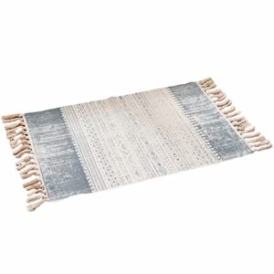 hlovme woven cotton boho area rug with tassel 2′ x 3′ washable indoor/outdoor rugs for living room bedroom kitchen hallways floor