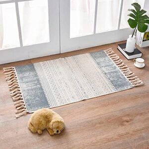 HLOVME Woven Cotton Boho Area Rug with Tassel 2' x 3' Washable Indoor/Outdoor Rugs for Living Room Bedroom Kitchen Hallways Floor