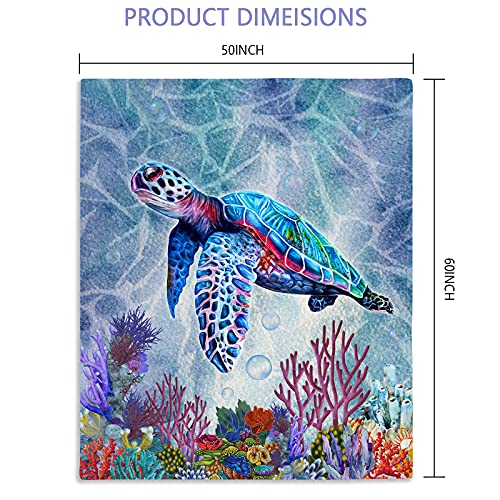 Joyloce Sea Turtle Flannel Fleece Throw Blanket 60"x50", Ocean Animal Tortoise Birthday Gifts Idea Throws and Blankets, Decorative Cover Super Cozy Lightweight in Home Bed Sofa