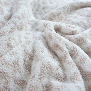 100% Polyester Microfiber Fluffy Leopard Knitted Throw Blanket Super Soft Cozy Lightweight Thick Blanket for Sofa Couch Bed 51"X71" Stone /Cream¡­