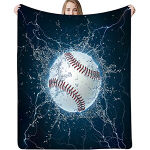 soft baseball blanket microfiber flannel throw blanket for kids and adults plush fleece sherpa throw blanket for couch sofa bedding living room (baseball blanket b, 130cm x 150cm(51” x 59”))