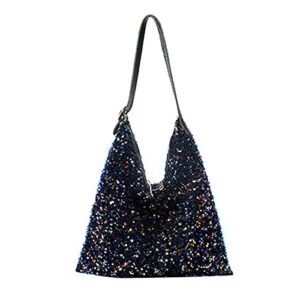 women glitter sequin shoulder tote bag girls large capacity shiny shopping bag pouch