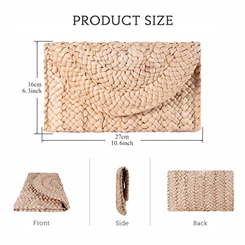 LUI SUI Women Straw Clutch Purse Handbag Straw Shoulder Bag Summer Beach Bag Woven Bag Envelope Purse Wallet