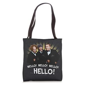 the three stooges hello! hello! hello! …hello! tote bag