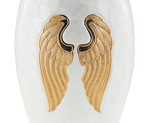 Nazareth Store Wings Adult Cremation Urn for Human Ashes Elegant Elite Pearl White with Gold Flower,Hand Made Brass Classy Finish to Honor Your Loved One - with Velvet Box