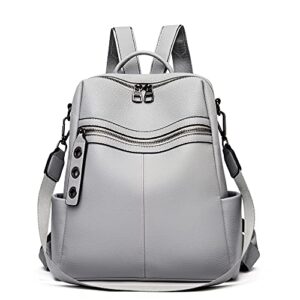 maxoner small leather women backpack purse for women fashion convertible bookbag, shoulder handbag travel bag satchel rucksack ladies sling bag (faux leather light grey)