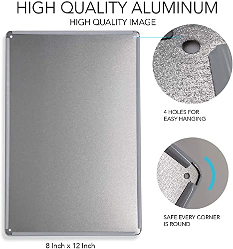 SAMJOSY Game Room Decor 8 x 12 Inch Metal Aluminum Novelty Tin Sign Decor Man Cave Signs (White)