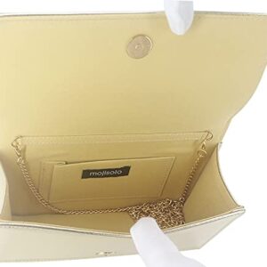 MOJISOLO Money Crystal Clutch Evening Bag for Formal Cocktail Prom Wedding Bling Foldover Purse Gold