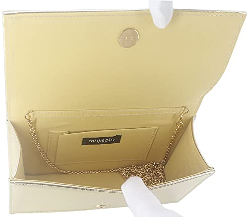 MOJISOLO Money Crystal Clutch Evening Bag for Formal Cocktail Prom Wedding Bling Foldover Purse Gold