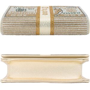 MOJISOLO Money Crystal Clutch Evening Bag for Formal Cocktail Prom Wedding Bling Foldover Purse Gold