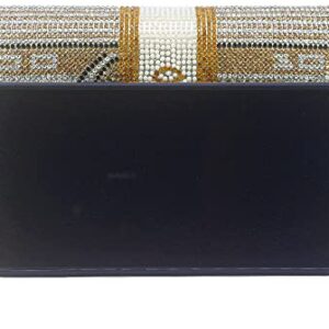 MOJISOLO Money Crystal Clutch Evening Bag for Formal Cocktail Prom Wedding Bling Foldover Purse Gold