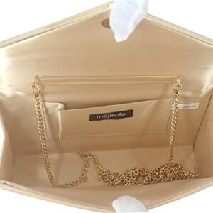 MOJISOLO Women's Evening Clutch Bags for Formal Cocktail Prom Wedding Party Patent Leather Dressy Foldover Purse Nude