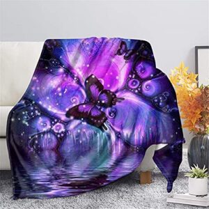 biyejit purple butterfly blanket plush smooth soft throw blanket for chair bed office travelling camping