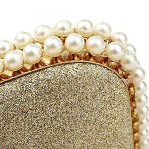 Bling Evening Clutch with Pearl Decoration Women Sequin Clutch Purse Party Handbag Shoulder Bag for Wedding (Black)