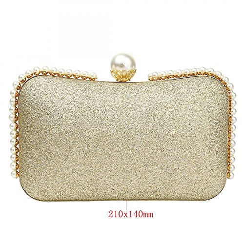 Bling Evening Clutch with Pearl Decoration Women Sequin Clutch Purse Party Handbag Shoulder Bag for Wedding (Black)