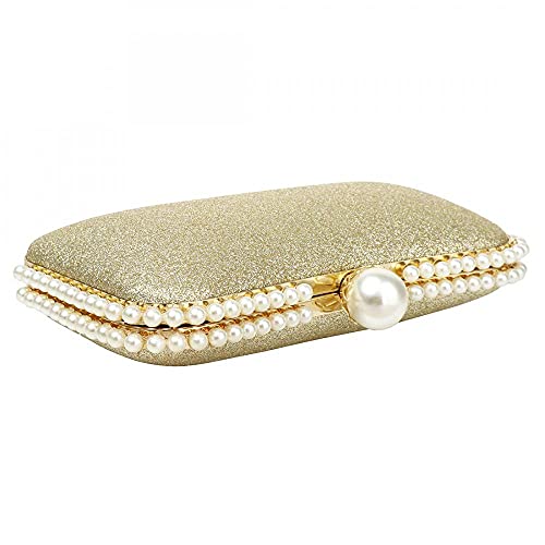 Bling Evening Clutch with Pearl Decoration Women Sequin Clutch Purse Party Handbag Shoulder Bag for Wedding (Black)