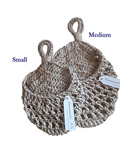 Teardrop Hanging Basket, made with jute twine, Handmade in US. (Small & Medium)