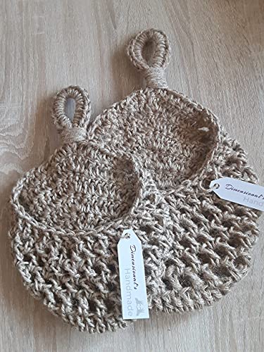 Teardrop Hanging Basket, made with jute twine, Handmade in US. (Small & Medium)